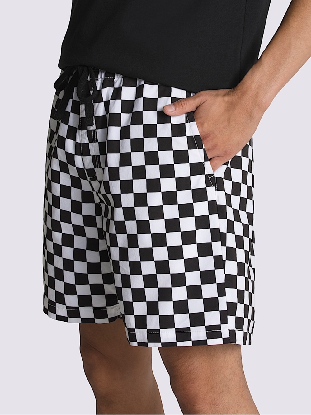 Vans Range Elastic Waist Relaxed Boardshorts, XL, Black Checkerboard